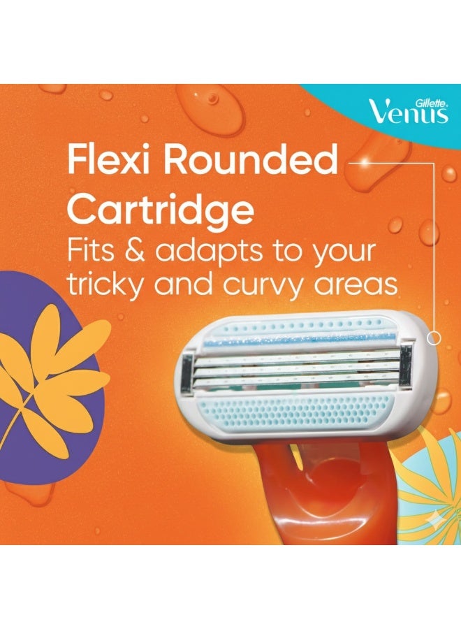 Venus Riviera Women'S Disposable Razor, 2 Count orange - Image 2